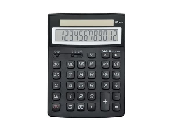 MAUL ECO 950, Lomme, Grunnleggende, 12 sifre, 1 linjer, Solar, Sort Sort