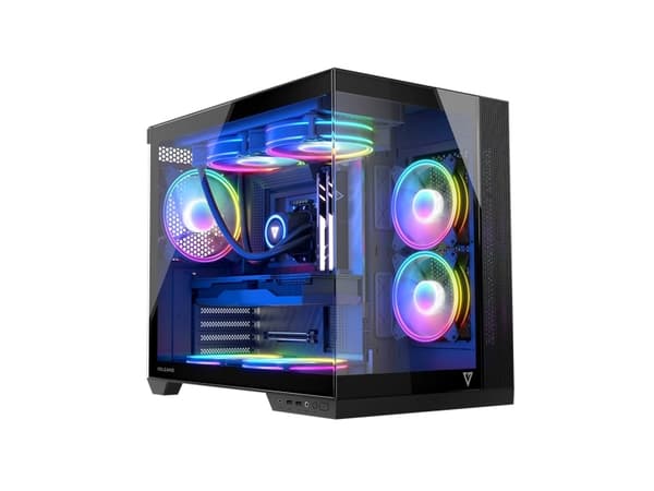 Modecom Volcano Panorama Apex ARGB 3F juoda, Midi Tower, PC, Grå, ATX, micro ATX, Micro-ITX