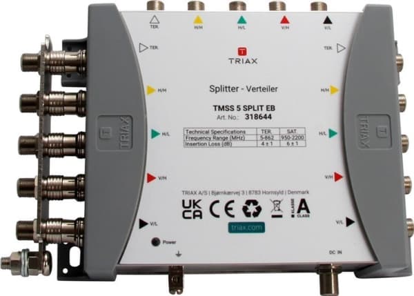 TRIAX TMSS 5 SPLIT jakelija 2gang 4SAT+ 1terr.to 8SAT+2terr.6dB SAT 4dB 318644 (318644)