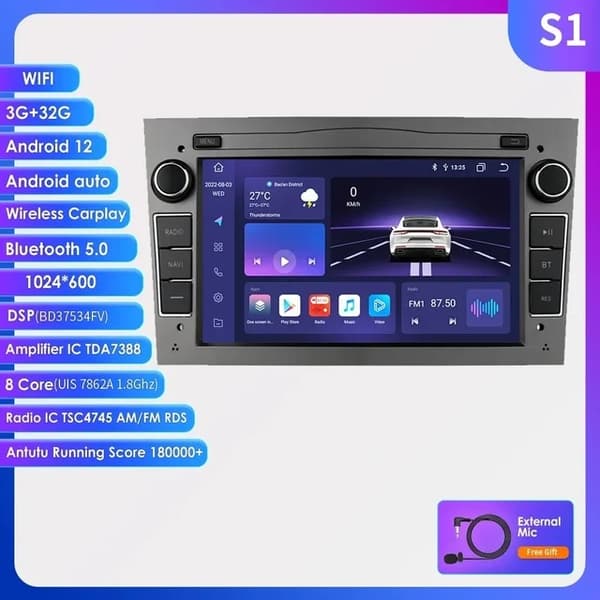 Bil GPS Navigation, 4G LTE-forbindelse, Android 12 operativsystem, S8 (8Core 8G 128G) S