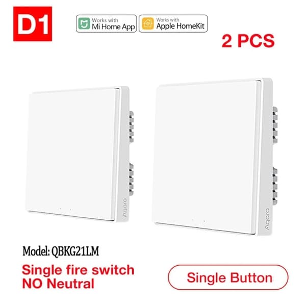 Smart väggströmbrytare, ZigBee-ljusfjärrkontroll, ingen neutral ledning krävs., D1 Ingen Neutral 2KX2