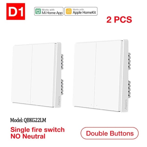 Smart väggströmbrytare, ZigBee-ljusfjärrkontroll, ingen neutral ledning krävs., D1 Ingen Neutral 2KX2