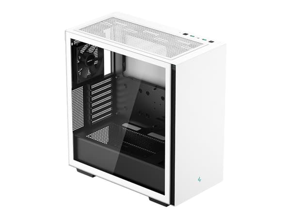 DeepCool CH510 WH - Mid tower - utökad ATX - genomskinlig sidopanel (härdat glas) - ingen strömförsörjning (ATX / PS/2) - vit - USB/ljud