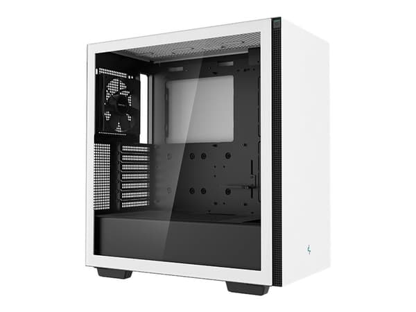 DeepCool CH510 WH - Mid tower - utökad ATX - genomskinlig sidopanel (härdat glas) - ingen strömförsörjning (ATX / PS/2) - vit - USB/ljud