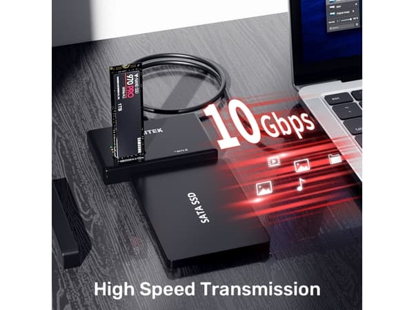 UNITEK S1232A01-EU, SSD-kabinett, M.2/2.5"/3.5", PCI Express, SATA, 10 Gbit/s, USB-tilkobling, Sort