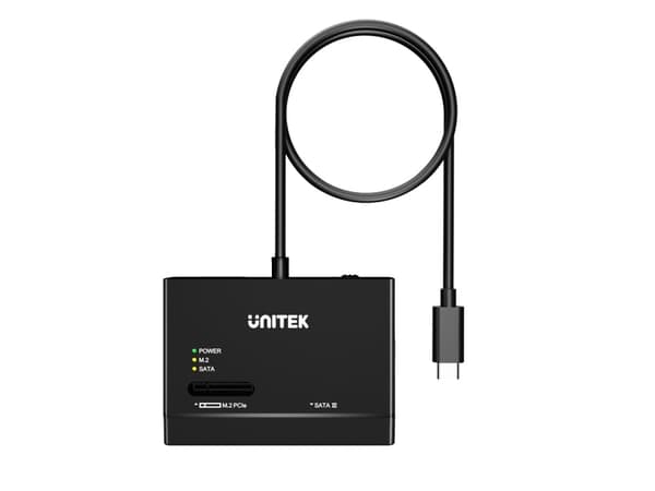 UNITEK S1232A01-EU, SSD-kabinett, M.2/2.5"/3.5", PCI Express, SATA, 10 Gbit/s, USB-tilkobling, Sort