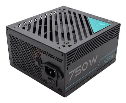 Azza PSAZ-750G, 750 W, 100 - 240 V, Overstrøm, Overstrøm, Over total voltage, Over-spenning (volt), Kortslutning, Surge & inrush..., 20+4 pin ATX, PC Sort
