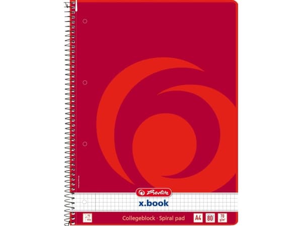 Herlitz 10834117, Punainen, A4, 80 arkkia, 70 g/m², Neliöpaperi