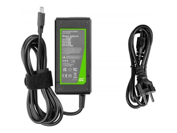 Green Cell PRO - Strømadapter - USB-C - AC - 45 watt - svart Sort