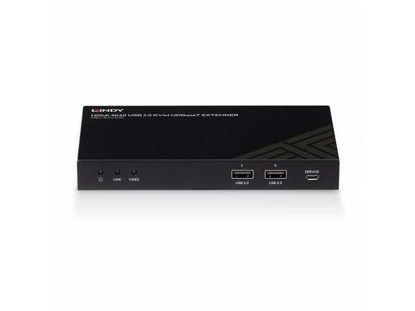 Lindy 150m Cat.6 HDMI 4K60, IR, RS-232 & Audio HDBaseT KVM Extender, Receiver, Receiver, Wired, 150 m, Cat6, 3840 x 2160 pixels, 60 Hz