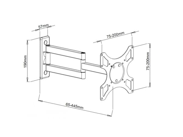 Techly ICA-LCD 2903BICOL, 48,3 cm (19"), 94 cm (37"), 75 x 75 mm, 200 x 200 mm, -12 - 0°, Hvid, Sort