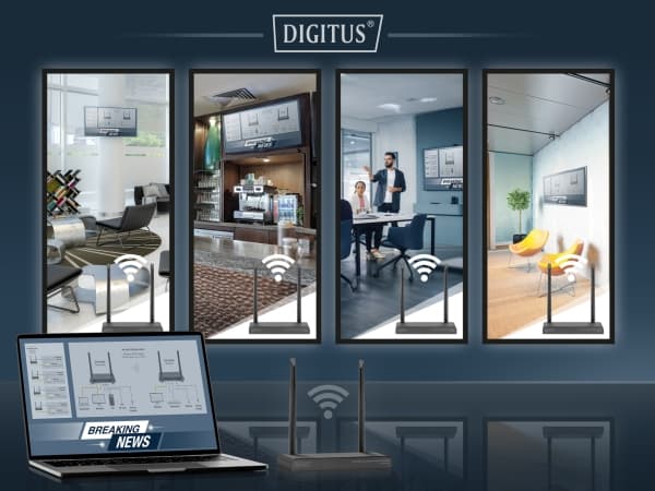 DIGITUS - Sender og mottaker - KVM-utvider - Wi-Fi 5, 802.11b/g/n - opp til 150 m