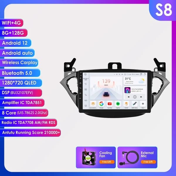 Auton monimedia soitin, langaton Carplay, Android 12, S3-3G 32G-8cores-4G