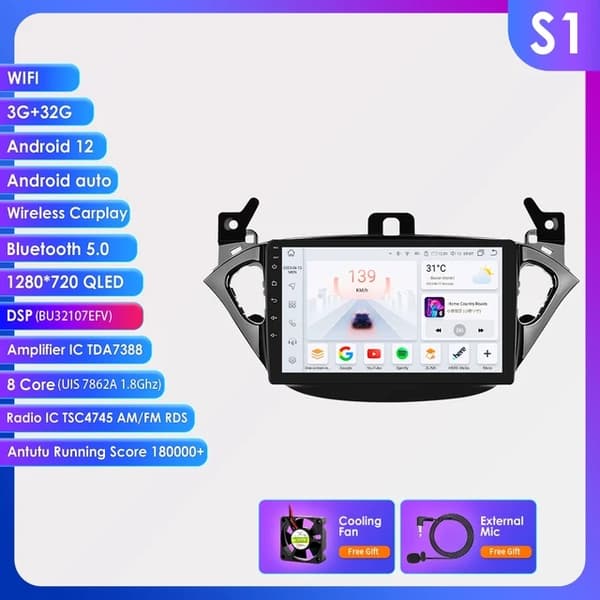 Auton monimedia soitin, langaton Carplay, Android 12, S3-3G 32G-8cores-4G
