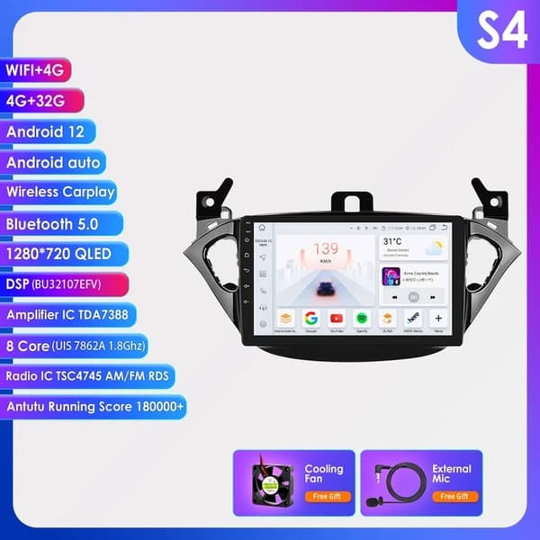 Auton monimedia soitin, langaton Carplay, Android 12, S3-3G 32G-8cores-4G