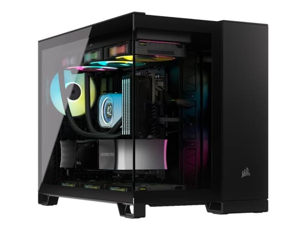 CORSAIR iCUE LINK 2500X RGB - Mid tower - micro ATX - genomskinlig sidopanel (härdat glas) - ingen strömförsörjning (ATX) - svart - USB/ljud Svart