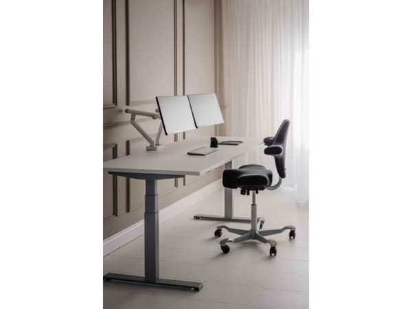 Bakker Elkhuizen Flexible Dual - Monteringssats - justerbara dubbla armar med mekanisk fjäder - för 2 monitorer - aluminium, stål, ABS-plast, termopl