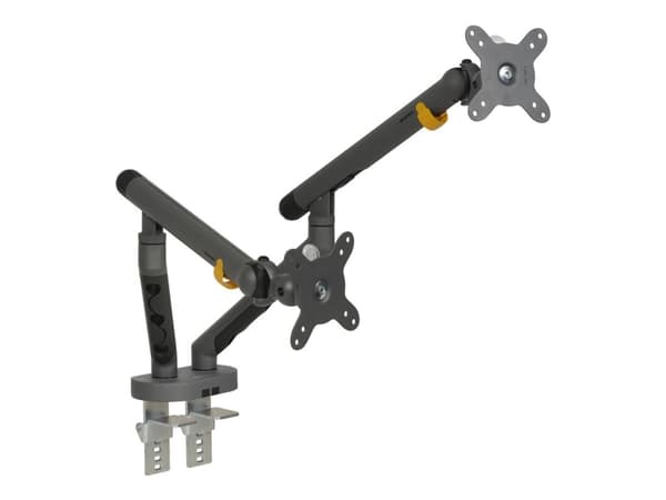 Bakker Elkhuizen Flexible Dual - Monteringssats - justerbara dubbla armar - för 2 monitorer - aluminium, stål, ABS-plast, termoplastisk gummi (TPR), Svart