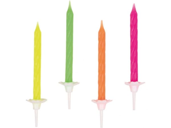 Amscan 551819, Grön, Orange, Rosa, Gul, 10 styck, Candles, 63 mm