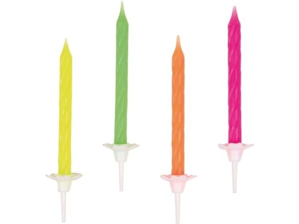 Amscan 551819, Grön, Orange, Rosa, Gul, 10 styck, Candles, 63 mm