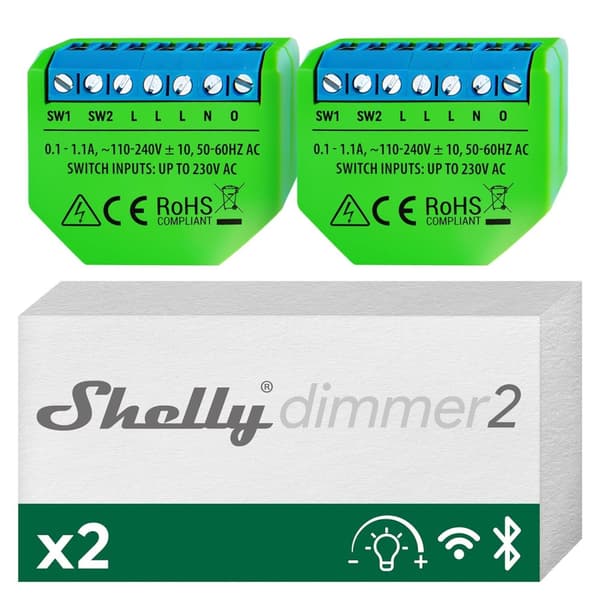 Shelly - Dimmer 2, now available in a convenient dual pack! Blå, Grön