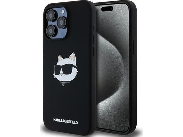 Karl Lagerfeld KLHMP15LSCHPPLK iPhone 15 Pro 6.1" svart/svart hardt deksel Silikon Choupette Head MagSafe