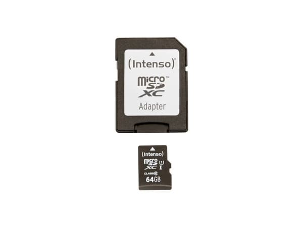 Intenso Premium - Flashminnekort (microSDXC til SD-adapter inkludert) - 64 GB - UHS Class 1 / Class10 - microSDXC UHS-I