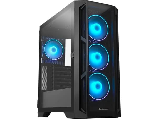 Chieftec Gamer Series APEX - Tower - ATX - genomskinlig sidopanel (härdat glas) - ingen strömförsörjning (ATX) - svart - USB/ljud