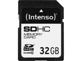 Intenso 32GB SDHC, 32 GB, SDHC, Klasse 10, 25 MB/s, Sjokkresistent, Temperatursikker, Røntgenbestandig, Sort