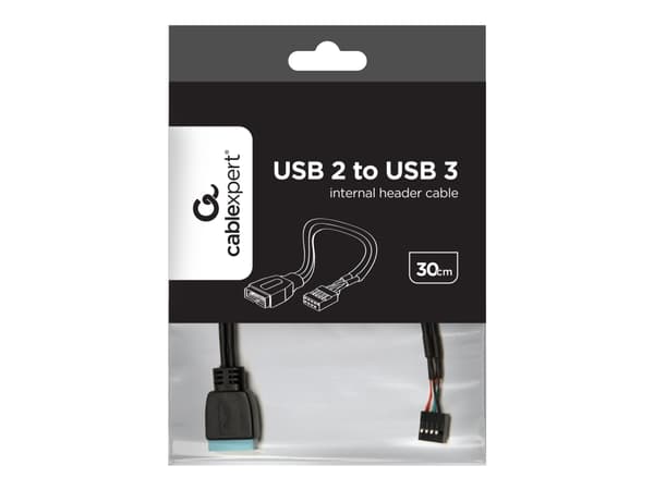Cablexpert CC-U3U2-01 - USB-internkabel - 19-stifts USB 3.0-kontakt (hane) till 9-stifts USB-överdel (hona) - 30 cm