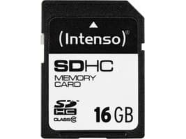 Intenso 3411470, 16 GB, SDHC, Klasse 10, 25 MB/s, Sjokkresistent, Temperatursikker, Røntgenbestandig, Sort