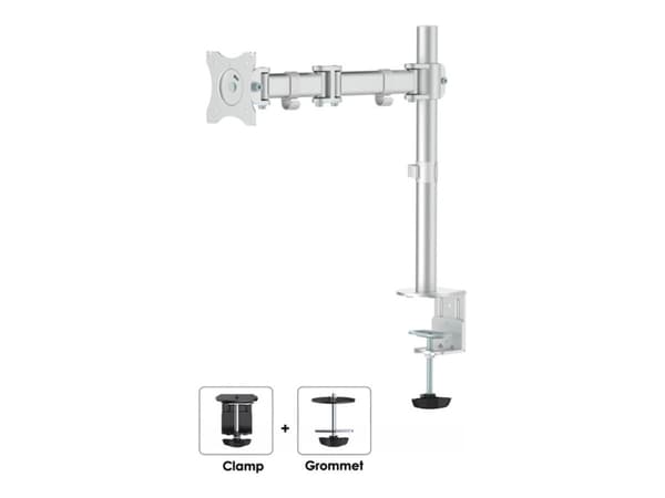 Neomounts NM-D135 - Monteringssett - full bevegelse - for LCD-skjerm - sølv - skjermstørrelse: 10"-30" - klemmemonterbar, malje, skrivebordsmonterbar