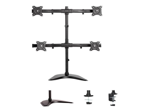 Neomounts NM-D335D4 - Stativ - full bevegelse - for 4 LCD-skjermer - svart - skjermstørrelse: 10"-27" - skrivebordsstativ, klemmemonterbar, malje, sk