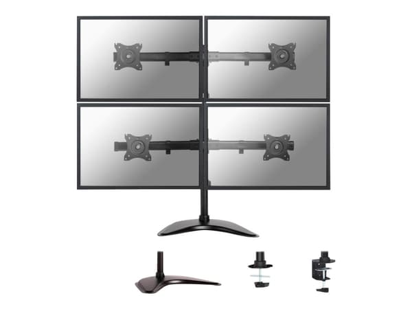 Neomounts NM-D335D4 - Stativ - full bevegelse - for 4 LCD-skjermer - svart - skjermstørrelse: 10"-27" - skrivebordsstativ, klemmemonterbar, malje, sk
