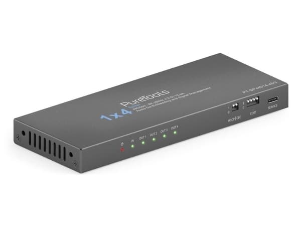 PureTools PT-SP-HD14-48G, HDMI, 4x HDMI, 3,5 mm, 7680 x 4320 pixlar, Svart, Stål