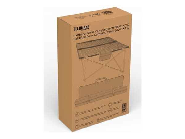 Technaxx TX-252 - Solpanel - sammenleggbart campingbord - 60 watt - utgangskontakter: 1