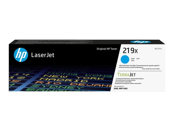 HP 219X - Høy ytelse - cyan - original - LaserJet - tonerpatron (W2191X) - for Color LaserJet Pro MFP 3302fdn