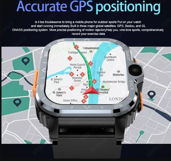 PGD SmartWatch 4G LTE GPS Wifi SIM Card NFC Dual Camera Rugged 16 G ROM Storage Google Play Heart Rate Android Smart Watch Men