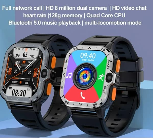 PGD SmartWatch 4G LTE GPS Wifi SIM Card NFC Dual Camera Rugged 16 G ROM Storage Google Play Heart Rate Android Smart Watch Men