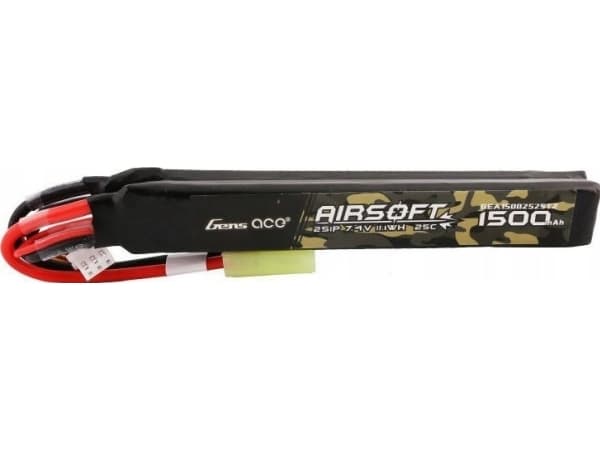 Gens ace 25C 1500mAh 2S1P 7.4V Nunchuck 2X Airsoft Gun Lipo Battery with mini Tamiya Plug
