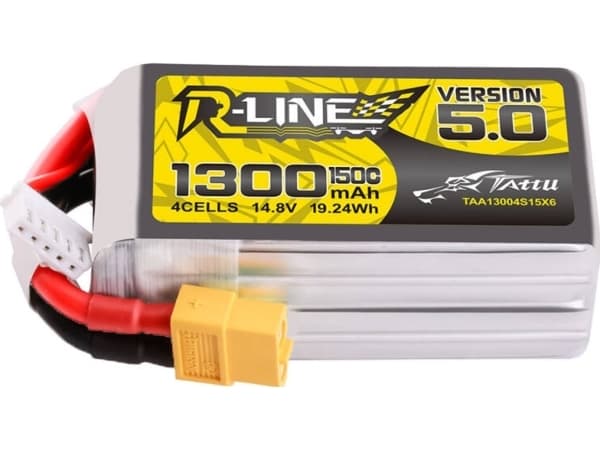 Tattu R-Line versjon 5.0 Akkumulator 1300mAh 14,8V 150C 4S1P Lipo z Connectorem XT60 Plugg