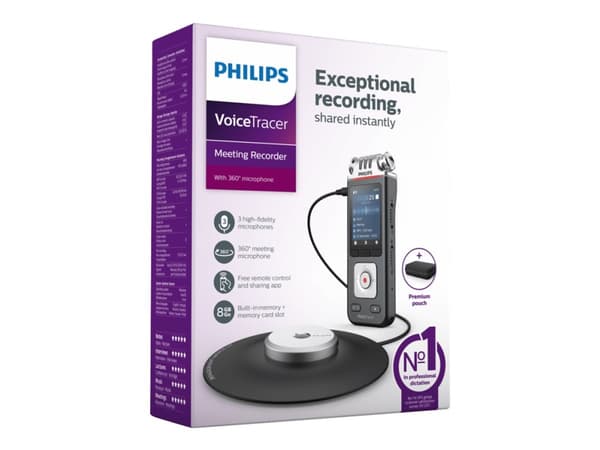 Philips Voice Tracer DVT8110/00, 36 h, Stereo (ST), MP3, PCM, WAV, 16 O, 50 - 20000 Hz, 8 - 320 Kbit/s