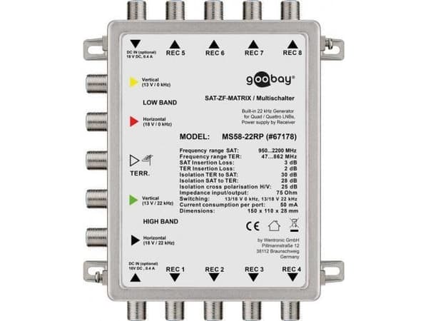 goobay MS58-22RP - Satellitt / jordsignalsmultisvitsj - sølv