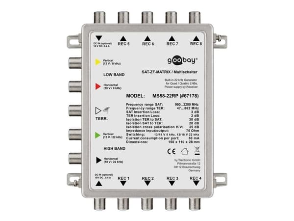 goobay MS58-22RP - Satellitt / jordsignalsmultisvitsj - sølv