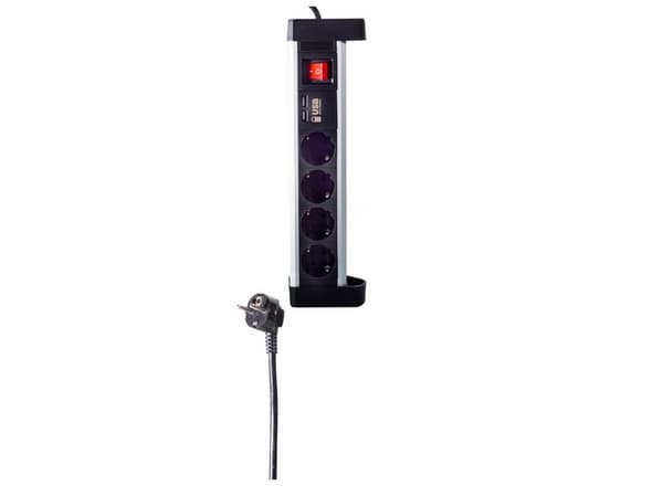 shiverpeaks BS60317, Grunnleggende, Aluminium, Sort, 4 AC-utganger, 1,5 m, 230 V