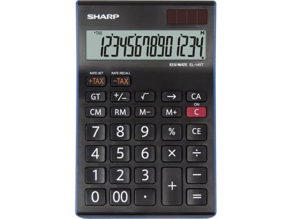 Sharp EL-145T, Desktop, Økonomi, 14 sifre, 1 linjer, Batteri/Solcelle, Svart