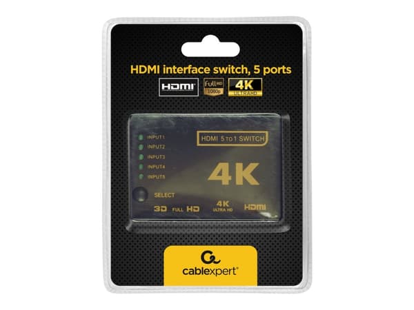 Cablexpert DSW-HDMI-53 - Video-/ljudomkopplare - 5 x HDMI - skrivbordsmodell