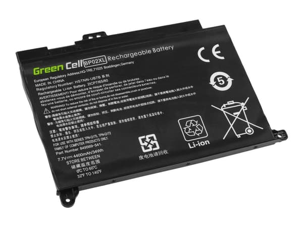 Green Cell - Batteri til bærbar PC (tilsvarer: HP BP02XL) - litiumpolymer - 2-cellers - 4400 mAh - 34 Wh - svart - for HP Pavilion Laptop 15