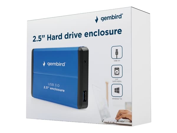 Gembird EE2-U3S-2-B - Förvaringslåda - 2.5" - SATA 3Gb/s - USB 3.0 - blå