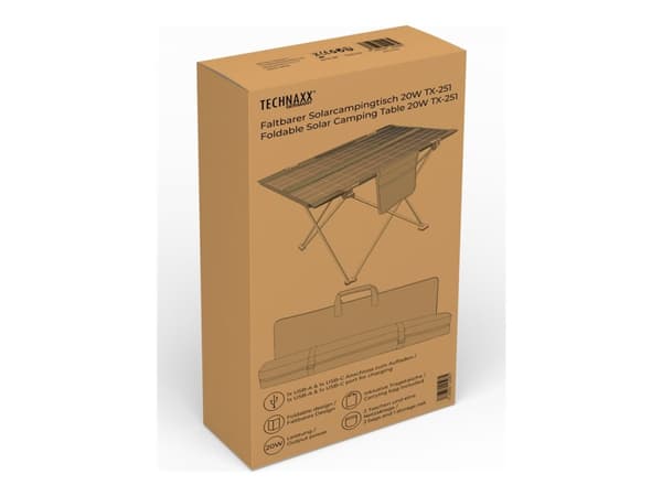 Technaxx TX-251 - Solenergisystem - fällbart campingbord - 20 Watt